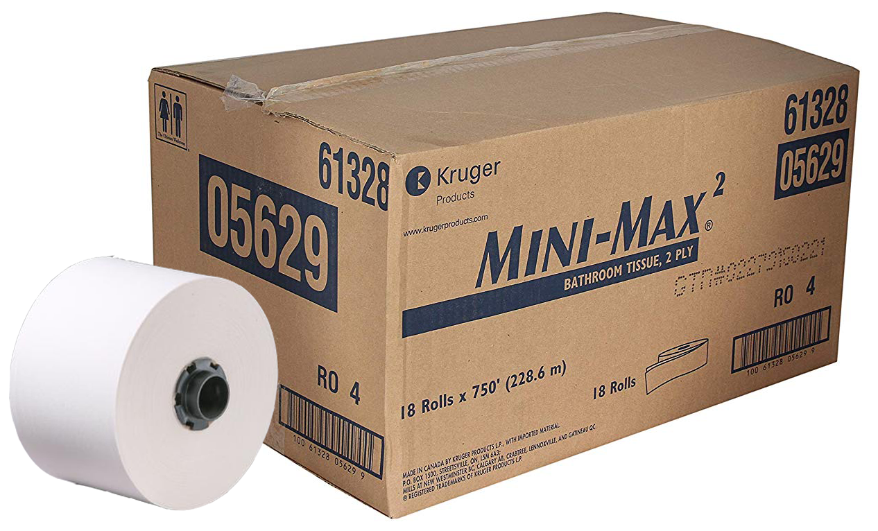 Kruger® Mini-Max®2 HighCap Roll ToiletPaper,2Ply,White, Core:1.6" Eco